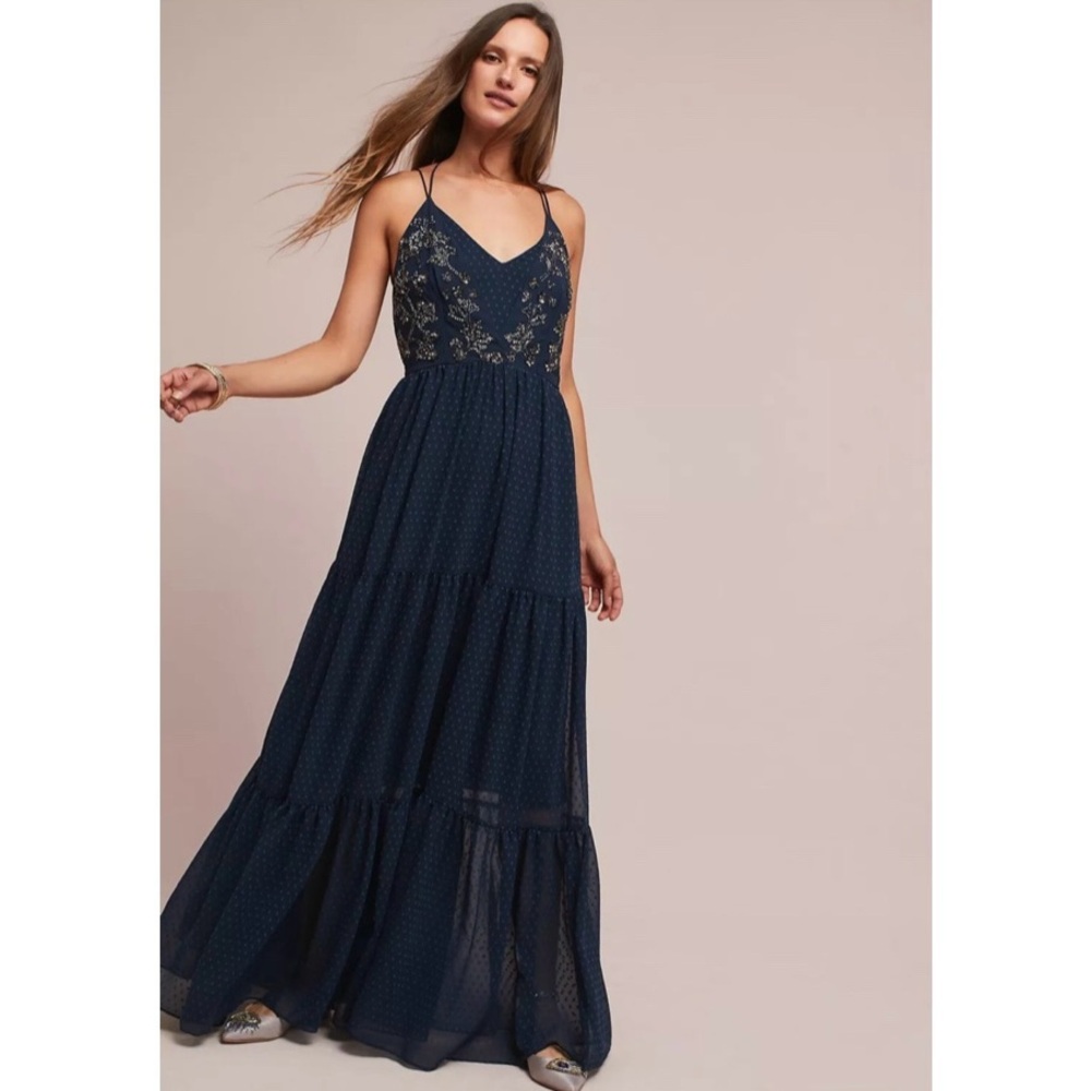 NEW Ranna Gill Anthropologie Lucinda Beaded Maxi Dress